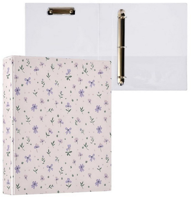 Small Purple Flowers Bows 3 Ring Binder 1.5 Inch 1 Pack with 200 Sheet for Kids School Supplies Wo