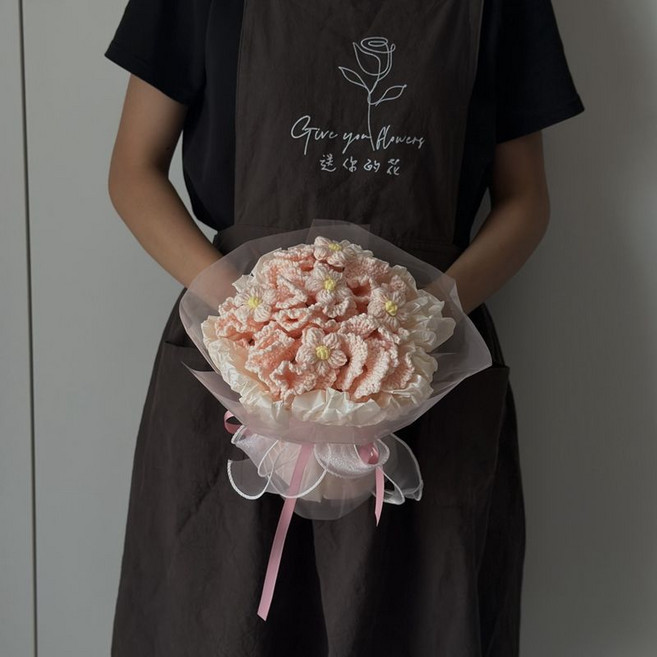 手工毛線針織花束, 1個, 蓬蓬款 肉桂色花束