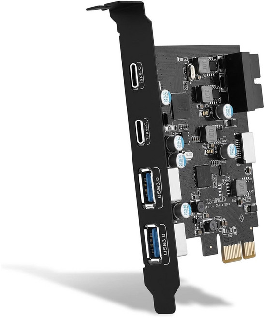 USB PCIE 카드 6 포트 확장 2X USB C 2X USB A 용 데스크탑 PC 호스트 카드, 1개