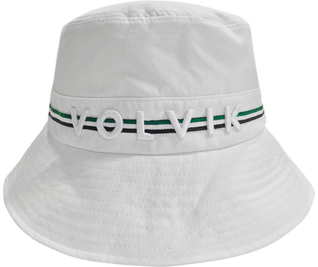 볼빅 여성 버킷햇 골프 벙거지 모자 스트라이프 와이드 버킷햇 햇빛가리개 썬캡 사이즈 조절 가능, 1개, 화이트