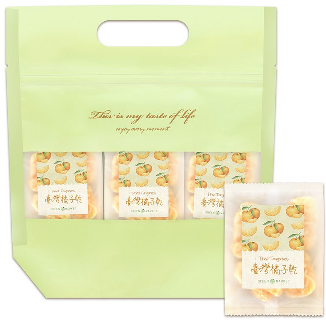 菓青市集 臺灣橘子乾 隨身點心袋, 1個, 臺灣橘子乾8入(附提袋)