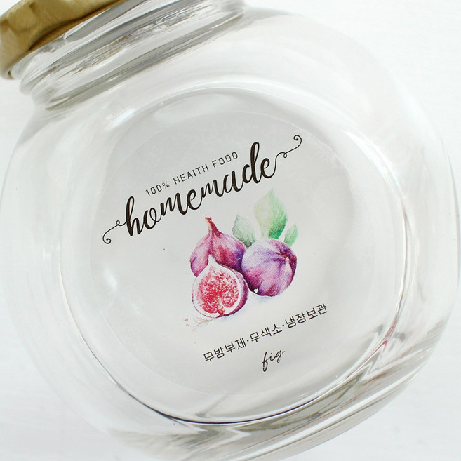 투명 무화과 수제청 스티커 과일청 수제잼 수제식초 과일 스티커 주문제작, 100매, 방수투명스티커