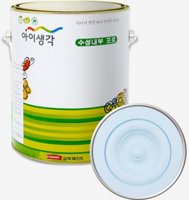 삼화 아이생각 수성 벽지벽면 무광페인트 4L, 스카이하이블루, 1개