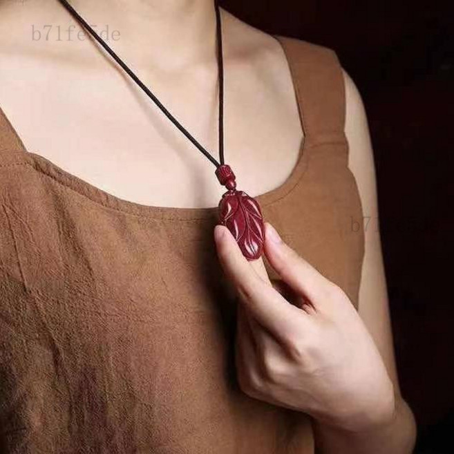 7A級硃砂項鍊 帝王砂 本命年情侶吊墜, 1個, 一葉暴富