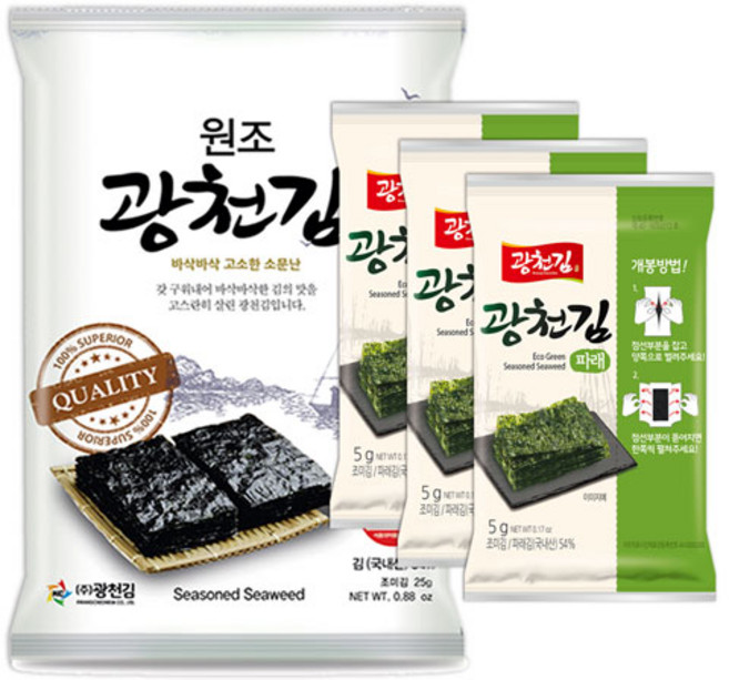 [원조광천김]에코 파래도시락김5g 20봉+전장김25g 5봉, 1개