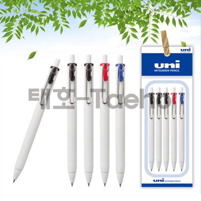 유니 유니볼 원 볼펜 0.5mm 5개 세트, 1세트, 0.5 흑색 3개 + 청색 1개 + 적색 1개