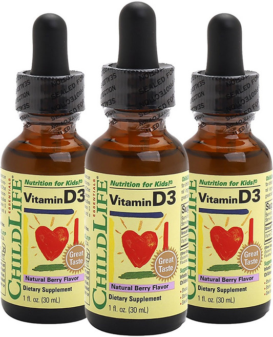 차일드라이프 어린이 비타민 D3 내추럴 베리 맛, 29.6ml, 3개