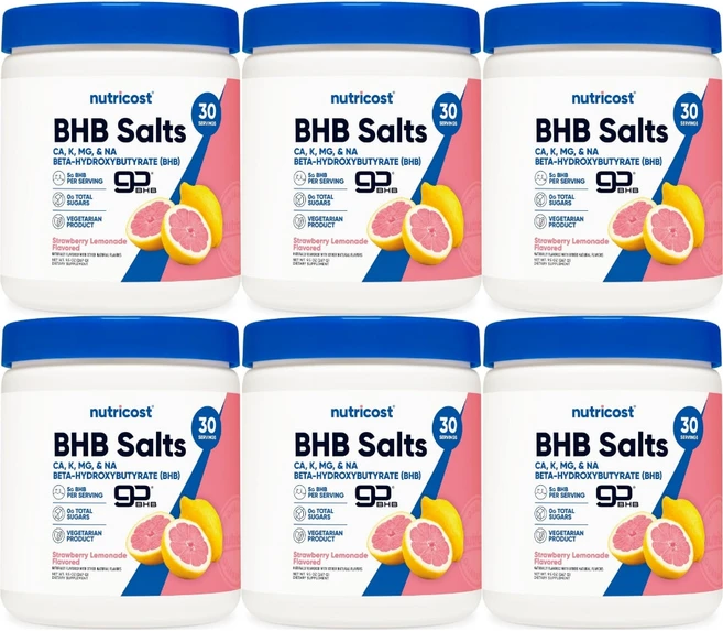 뉴트리코스트 고흡수 BHB 솔트 파우더 딸기레몬에이드, 6개, 267g - 쿠팡