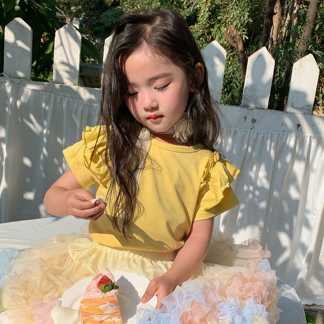 프릴소매 반팔티