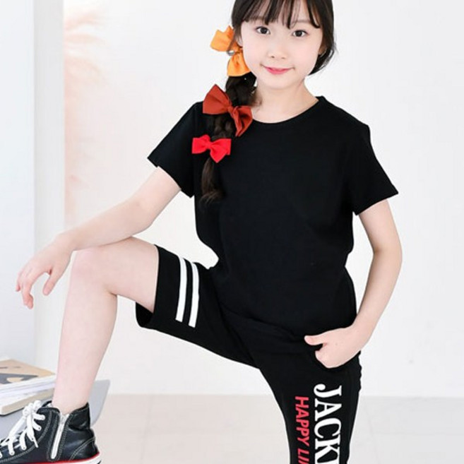 잭키드 여아용 통기성 무지 반팔티