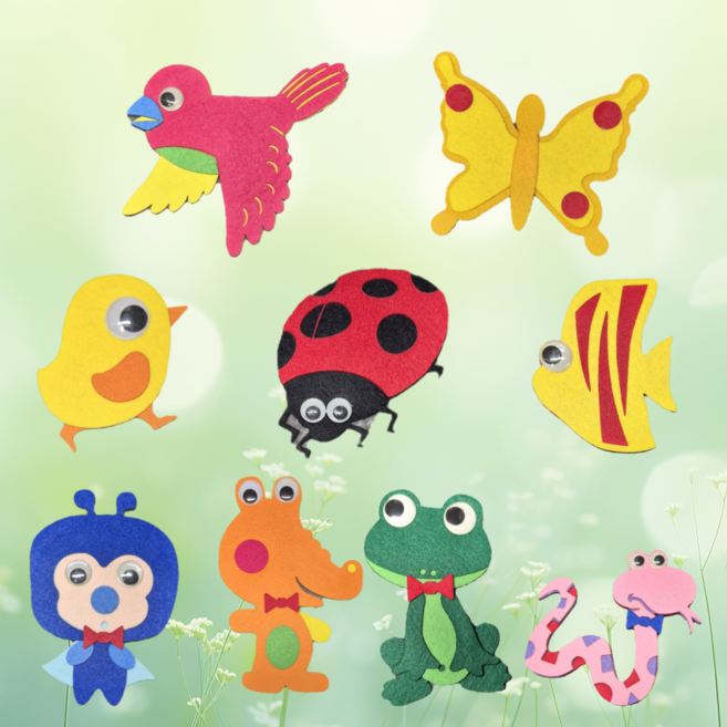 펠트 동물 세트 장식 DIY 공예 재료, 펠트 새, 1세트