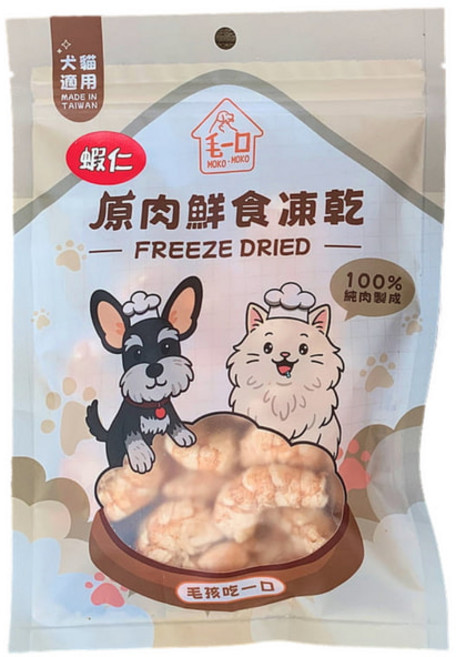 MOKO・MOKO 毛一口 極鮮蝦仁凍乾，犬貓適用，優質肉製，富含蝦紅素，亮麗毛髮，30g/包, 30±2g/包, 3個, 蝦仁
