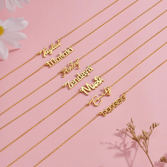 [한정특가] 수공제작 14K 도금 이름 목걸이 여자친구/엄마 생일선물 크리스마스 맞춤 주얼리 고급스러운 데일리 네크리스