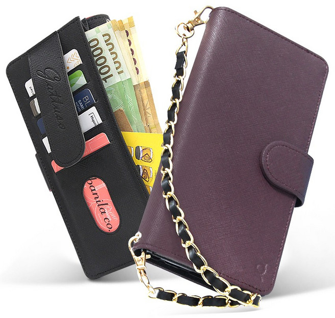 국내제작 피에노부띠끄 지폐 카드 사원증 등 다용도 수납 지갑형 손목체인 휴대폰 케이스