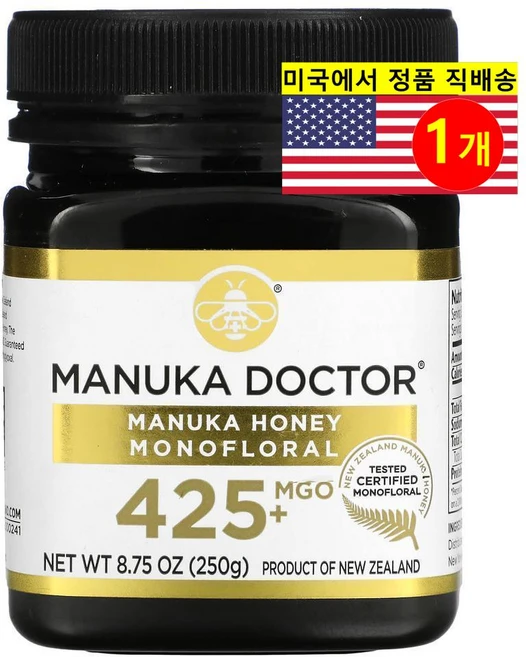 Manuka Doctor 오가닉 100% 순수 마누카 단일꽃 꿀 MGO 425+ 250g 1개 - 쿠팡