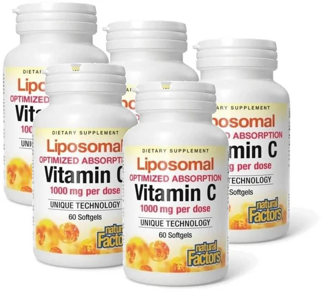 네츄럴팩터스 리포솜 비타민 C 500mg 아스코르빈산 소프트젤 60정 x 5, 5개 - 쿠팡