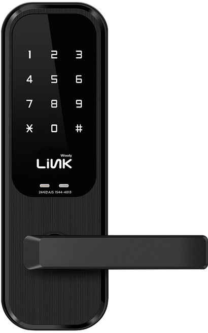 Link 무타공 목문 나무문 전용 디지털도어락 방문 손잡이 목문용 번호키, 고객직접설치, WOODY