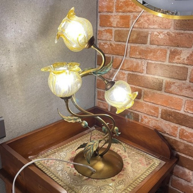 歐式復古手工懷舊檯燈 古典玫瑰花閱讀燈 宮廷風 三燈