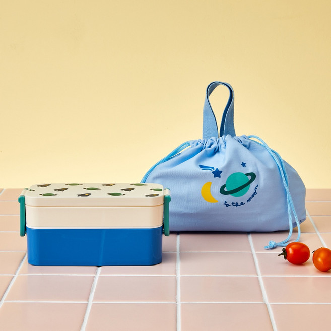 모던하우스 2단 플라스틱 어린이 도시락 투더문 750ml KI0824011, 1개