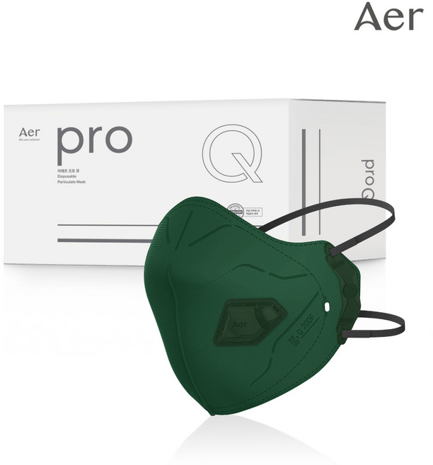 아에르 Pro Q200F (프로 큐) 1급 방진마스크 산업용 공사현장 분진마스크 용접용 100% 국산, 그린, 10개입