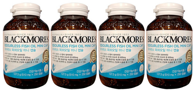 블랙모어스 알티지 오메가3 피쉬오일 미니캡슐, 250정, 4개