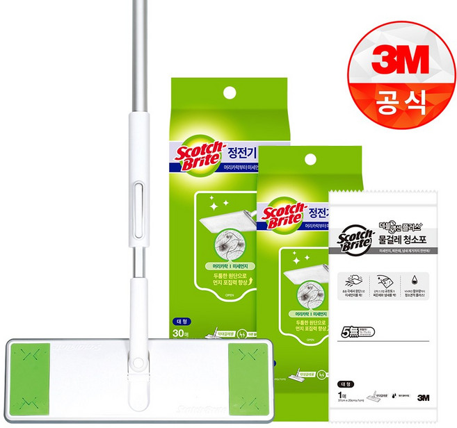 3M 올터치 막대걸레 대형 + 정전기 10매 + 물걸레 1매 + (정전기청소포 30매 추가증정), 1세트