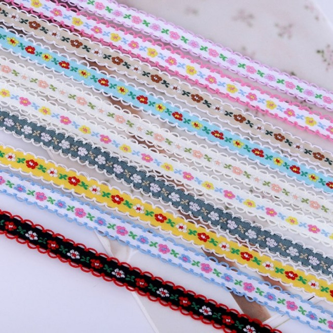 짱패브릭 인형) 1마-12mm 미니플라워 피코트 자수리본, 83 옐로우화이트, 1개, 83 옐로우화이트