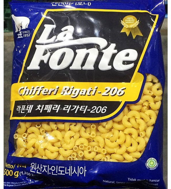 라폰데 마카로니 500g X5 파스타조리용 홈파티용 행사용 엘보우파스타 볶음용