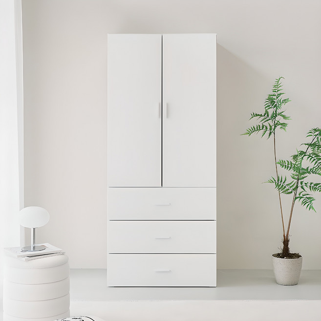 퍼리든 리르안 옷장 3단 서랍형 800 장롱세트, 화이트