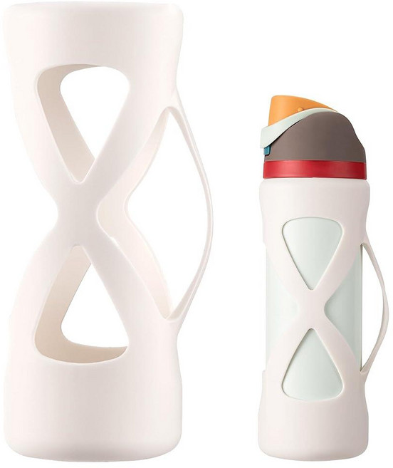 Owala Freesip 680.4g(24온스)와 호환되는 손잡이가 달린 실리콘 부츠 전체 보호 긁힘 방지 및 찌그러짐 감소 슬리브 커버, 화이트, 1개