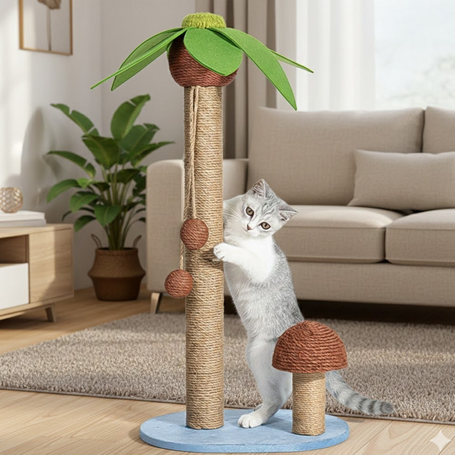고양이 수직 기둥 스크래쳐 세트 야자수 대형 73cm