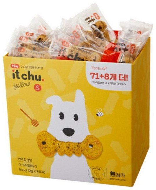 잇츄 강아지 더 잇츄 옐로우 S 덴탈껌, 혼합맛(밀웜/마누카꿀), 948g, 3개