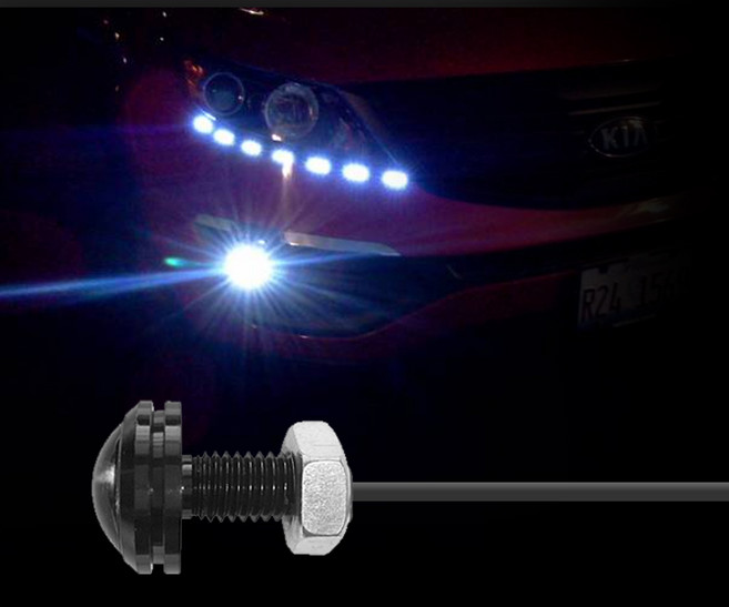 LED 이글아이 나사형 18mm 범퍼 튜닝 데이라이트 램프, 1개