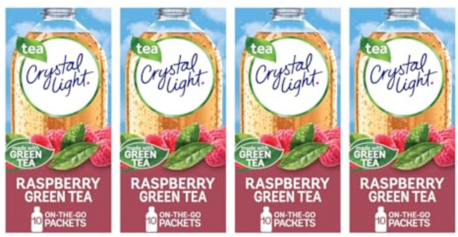 크리스탈 라이트 FLAVORED_DRINK_CONCENTRA Crystal Light On-The-Go Drink Mix Natural Flavor Powdered Beverag, 1개, 라즈베리 그린티, Raspberry Green Tea,