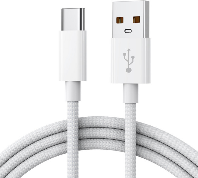 USB-C 타입 패브릭 초고속 충전 데이터 케이블, 1개, 화이트, 1m