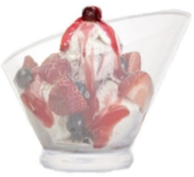 투명 사선 빙수볼 셀러드볼 아이스크림컵 400ml 소형, 1개