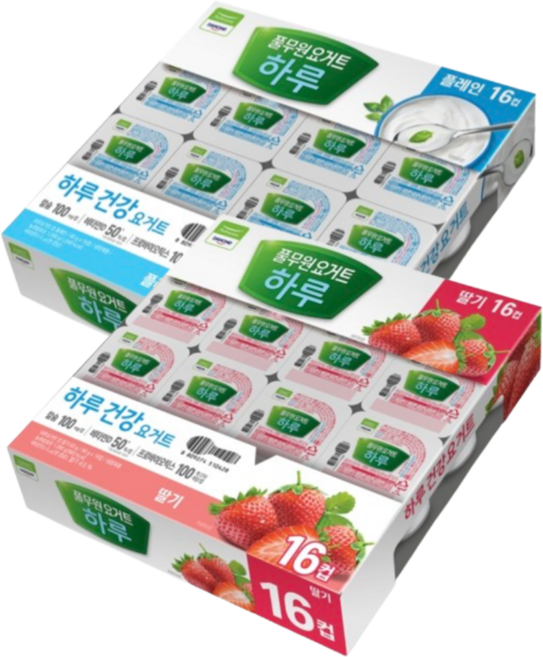 풀무원다논 하루요거트플레인맛16개입+딸기맛16개입 총32개입, 1개