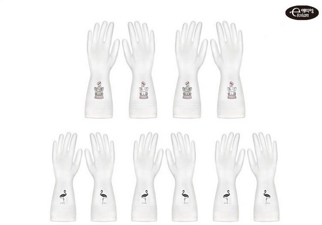 손목긴 니트릴장갑 5종세트 일회용 글러브 설거지 장갑, 투명화이트, 대(L), 5개