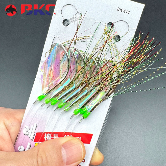 백경 레인보우 오로라 어피 축광 바늘 채비 우럭 농어 부시리 삼치 BK-410, 1개, 8개입