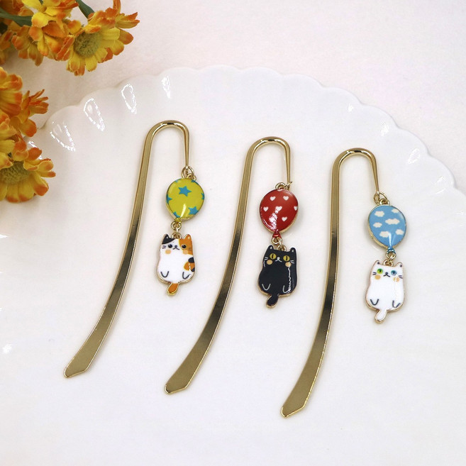 귀여운 고양이 책갈피 예쁜 북마크 북클럽 단체 선물, 얼룩 고양이