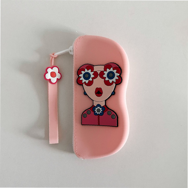 실리콘 안경 케이스 선글라스 여행용 파우치, 1개, 핑크