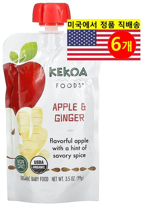 Kekoa 6개월 이상 유아용 맛있고 영양이 풍부한 오가닉 퓌레 이유식 파우치 99g 2개, 6개 - 쿠팡