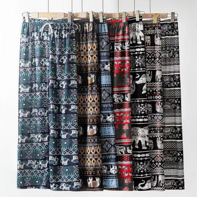 코끼리 아이스 바지 여름 쿨 몸빼 할미 플리츠 냉장고 태국 코끼리바지 고무줄 동남아