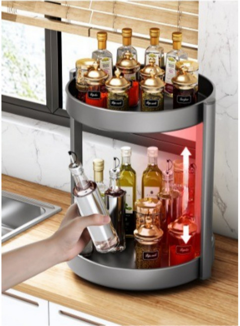 알로롱리빙 360도 다용도 회전트레이, 1개, 다크그레이