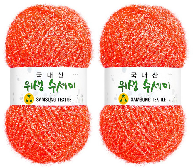 위생 수세미 뜨개실 2p, 723 형광피치, 2개