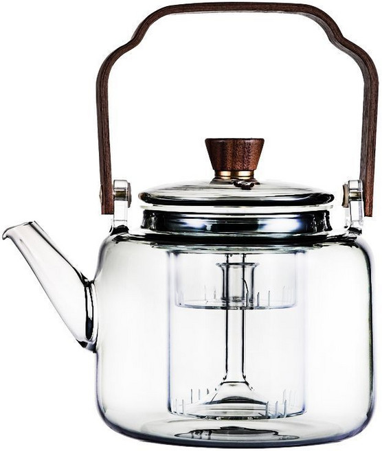 高硼矽玻璃茶壺 附濾網 耐高溫, 1個, 1250ml, 1250ML-白月曦提樑壺（蒸煮一體）