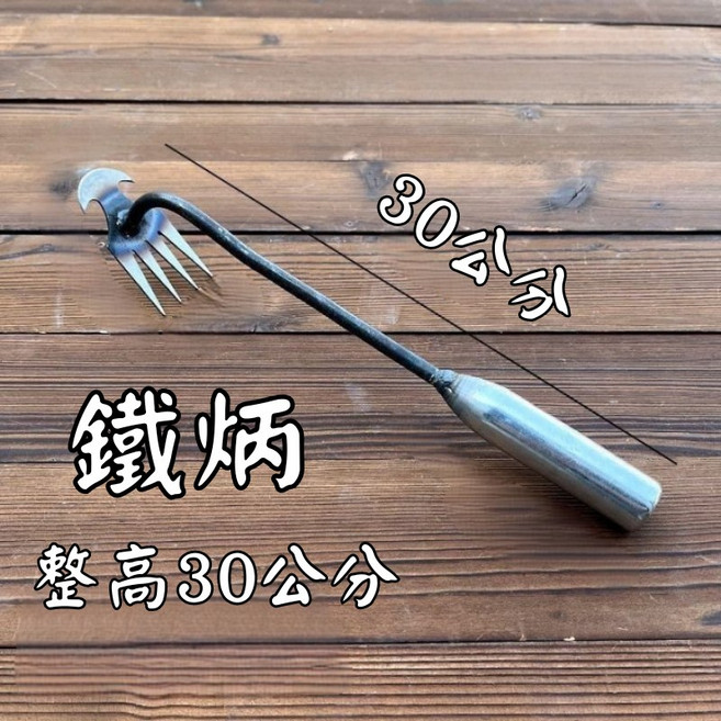 園藝拔草鋤頭 鬆土除草工具 猛鋼材質 30公分 鐵柄木柄可選, 1個, <超特價> 鐵柄款 生鏽但功能正常可使用