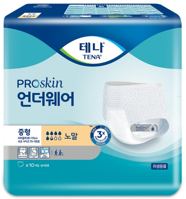 테나 남녀공용 언더웨어 노말 성인기저귀, 중형, 10매, 1개