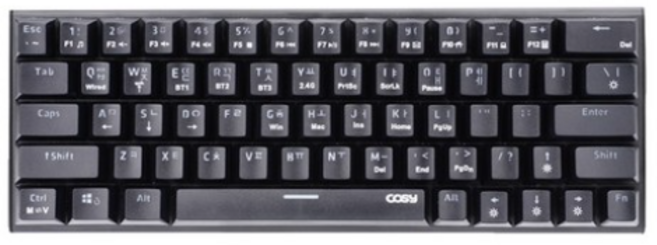 코시 기계식 멀티페어링 5대 동시연결 유무선겸용 텐키리스 키보드, black, KB4108BT, 적축