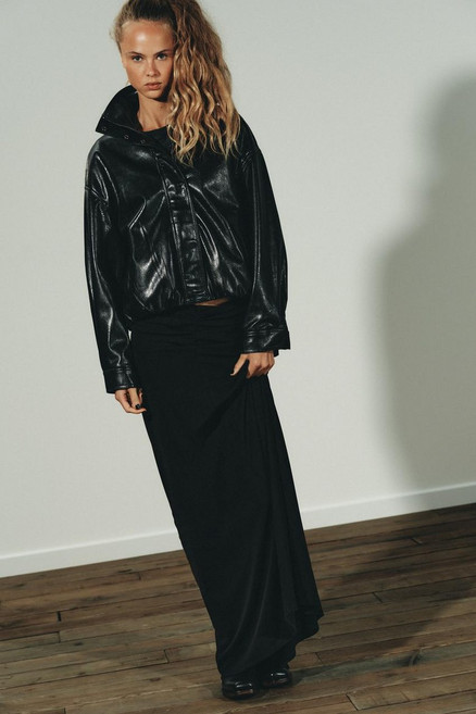 ZARA 자라 볼륨 페이크 레더 재킷 - 블랙 4391/788/800 {QHJ}